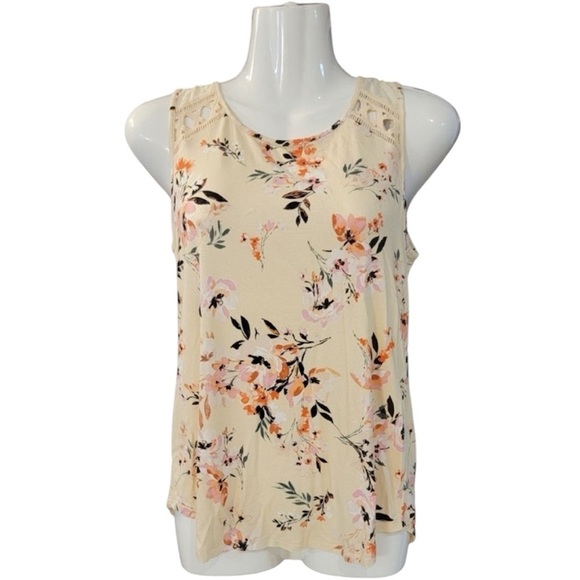 Daniel Rainn Petite XS Lace Tank Top Cream Pink Orange - Picture 3 of 12